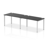 Impulse Bench Single Row 2 Person 1400mm Silver Frame Office Bench Desk Black