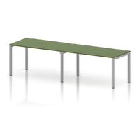 Impulse Bench Single Row 2 Person 1400 Silver Frame Office Bench Desk Moss Green