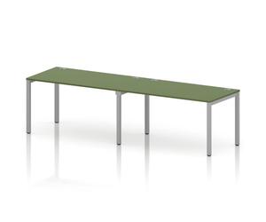 Impulse Bench Single Row 2 Person 1400 Silver Frame Office Bench Desk Moss Green