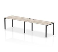 Impulse Bench Single Row 2 Person 1600 Black Frame Bench Desk Grey Oak