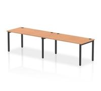 Impulse Bench Single Row 2 Person 1600 Black Frame Bench Desk Oak