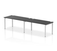 Impulse Bench Single Row 2 Person 1600mm Silver Frame Office Bench Desk Black