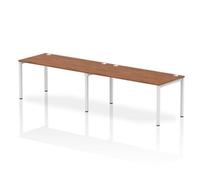 Impulse Bench Single Row 2 Person 1600 White Frame Bench Desk Walnut