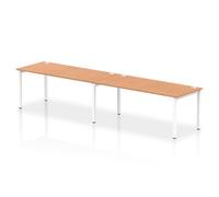 Impulse Bench Single Row 2 Person 1800 White Frame Office Bench Desk Oak