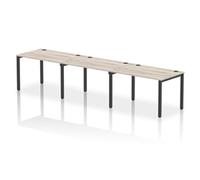 Impulse Bench Single Row 3 Person 1200 Black Frame Bench Desk Grey Oak
