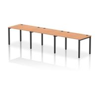Impulse Bench Single Row 3 Person 1200 Black Frame Bench Desk Oak