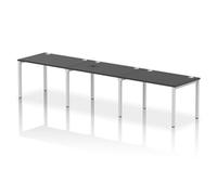 Impulse Bench Single Row 3 Person 1200mm Silver Frame Office Bench Desk Black