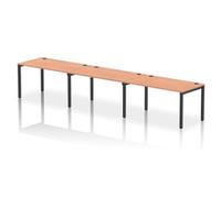 Impulse Bench Single Row 3 Person 1400 Black Frame Bench Desk Beech
