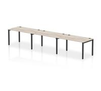 Impulse Bench Single Row 3 Person 1400 Black Frame Bench Desk Grey Oak