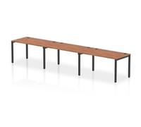 Impulse Bench Single Row 3 Person 1400 Black Frame Bench Desk Walnut