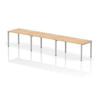Impulse Bench Single Row 3 Person 1400 Silver Frame Bench Desk Maple