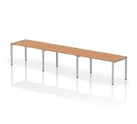 Impulse Bench Single Row 3 Person 1400 Silver Frame Bench Desk Oak