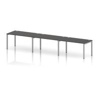 Impulse Bench Single Row 3 Person 1400 Silver Frame Office Bench Desk Carbon Grey