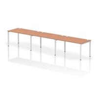 Impulse Bench Single Row 3 Person 1400 White Frame Bench Desk Beech