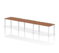 Impulse Bench Single Row 3 Person 1400 White Frame Bench Desk Walnut