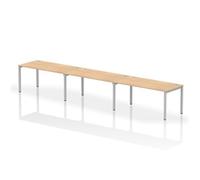 Impulse Bench Single Row 3 Person 1600 Silver Frame Bench Desk Maple