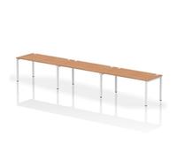 Impulse Bench Single Row 3 Person 1600 White Frame Bench Desk Oak