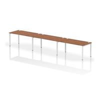 Impulse Bench Single Row 3 Person 1600 White Frame Bench Desk Walnut