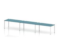 Impulse Bench Single Row 3 Person 1600 White Frame Office Bench Desk Dark Teal