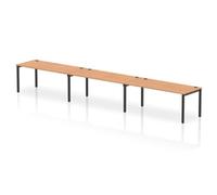 Impulse Bench Single Row 3 Person 1800 Black Frame Bench Desk Oak