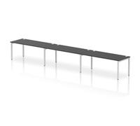 Impulse Bench Single Row 3 Person 1800mm Silver Frame Office Bench Desk Black