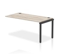 Impulse Bench Single Row Ext Kit 1600 Black Frame Bench Desk Grey Oak