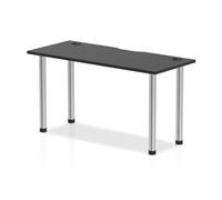 Impulse Black 1400 x 600mm Straight Table Black CP Chrome Leg