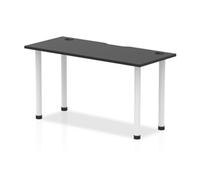 Impulse Black 1400 x 600mm Straight Table Black CP White Leg