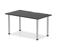 Impulse Black 1400 x 800mm Straight Table Black CP Chrome Leg