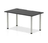 Impulse Black 1400 x 800mm Straight Table Black CP Silver Leg