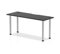 Impulse Black 1600 x 600mm Straight Table Black CP Chrome Leg