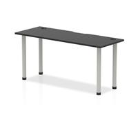 Impulse Black 1600 x 600mm Straight Table Black CP Silver Leg
