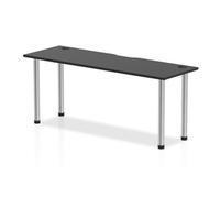 Impulse Black 1800 x 600mm Straight Table Black CP Chrome Leg