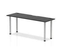 Impulse Black 1800 x 600mm Straight Table Black CP Silver Leg