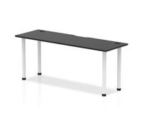 Impulse Black 1800 x 600mm Straight Table Black CP White Leg