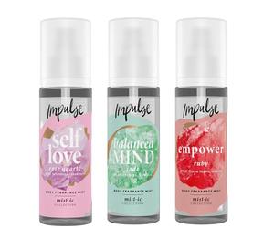 Impulse Body Mist Bundle 3 x150 ml - Empower, Balanced Mind, Self Love - Long-lasting fragrance sprays with floral, fruity & woody notes, perfect for daily refresh, workouts & on-the-go use