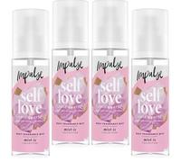 Impulse Body Mist Self Love Bundle 4 x150 ml - Rose Quartz Inspired - Long-lasting fragrance spray with rose, patchouli & cedarwood, uplifting self-care mist for daily refresh & tranquillity
