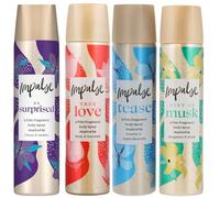 Impulse Body Spray for Women 4 x 75ml - Be Surprised, Hint of Musk, True Love, Tease Long-Lasting Fragrance Deodorant Pack - Fresh, Fruity, Floral & Musk Scents - Paraben & Aluminum Free, Travel Size