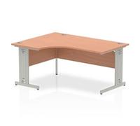 Dynamic Corner Left Hand Crescent Desk Beech MFC Cable Managed Cantilever Leg Grey Frame Impulse 1600/1200 x 600/800 x 730mm
