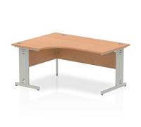 Dynamic Radial Left Hand Crescent Desk Oak MFC Cable Managed Cantilever Leg Grey Frame Impulse 1600/1200 x 600/800 x 730mm