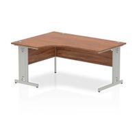 Dynamic Corner Left Hand Crescent Desk Walnut MFC Cable Managed Cantilever Leg Grey Frame Impulse 1600 x 1000/800 x 730mm