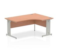 Dynamic Corner Right Hand Crescent Desk Beech MFC Cable Managed Cantilever Leg Grey Frame Impulse 1600/1200 x 600/800 x 730mm