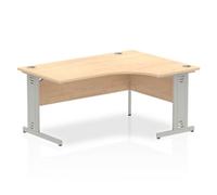Impulse Bench 1600mm Right Crescent Office Desk Maple Top Silver Cable Managed L