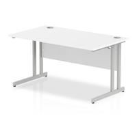 Impulse 1400 x 800mm Straight Desk White Top Silver Cantilever Leg I000306