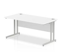 Impulse Bench 1600 X 800mm Straight Office Desk White Top Silver Cantilever Leg