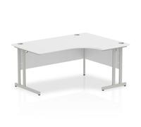 Impulse 1600mm Right Crescent Desk White Top Silver Cantilever Leg I000322