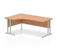 Dynamic Radial Left Hand Crescent Desk Oak MFC Cantilever Leg Grey Frame Impulse 1800/1200 x 600/800 x 730mm