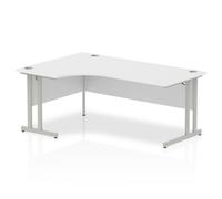 Dynamic Corner Left Hand Crescent Desk White MFC Cantilever Leg White Frame Impulse 1800/1200 x 600/800 x 730mm
