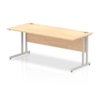 Impulse 1800 x 800mm Straight Office Desk Maple Top Silver Cantilever Leg