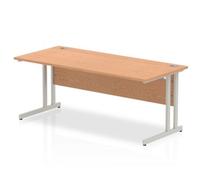 Impulse 1800 x 800mm Straight Desk Oak Top Silver Cantilever Leg I000809